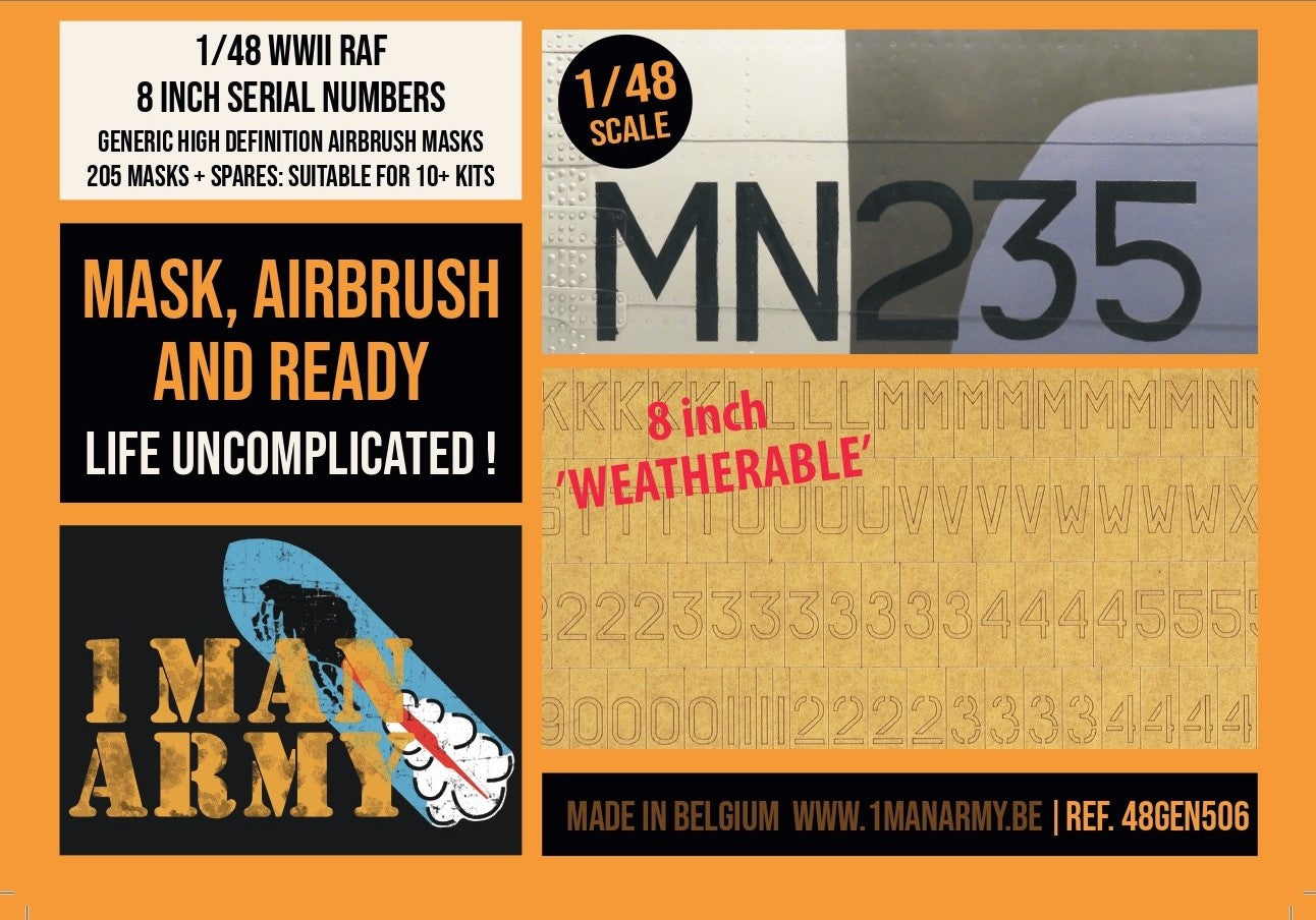 Generic Serial Numbers WW2 RAF 8 Inch - 1/48 Scale