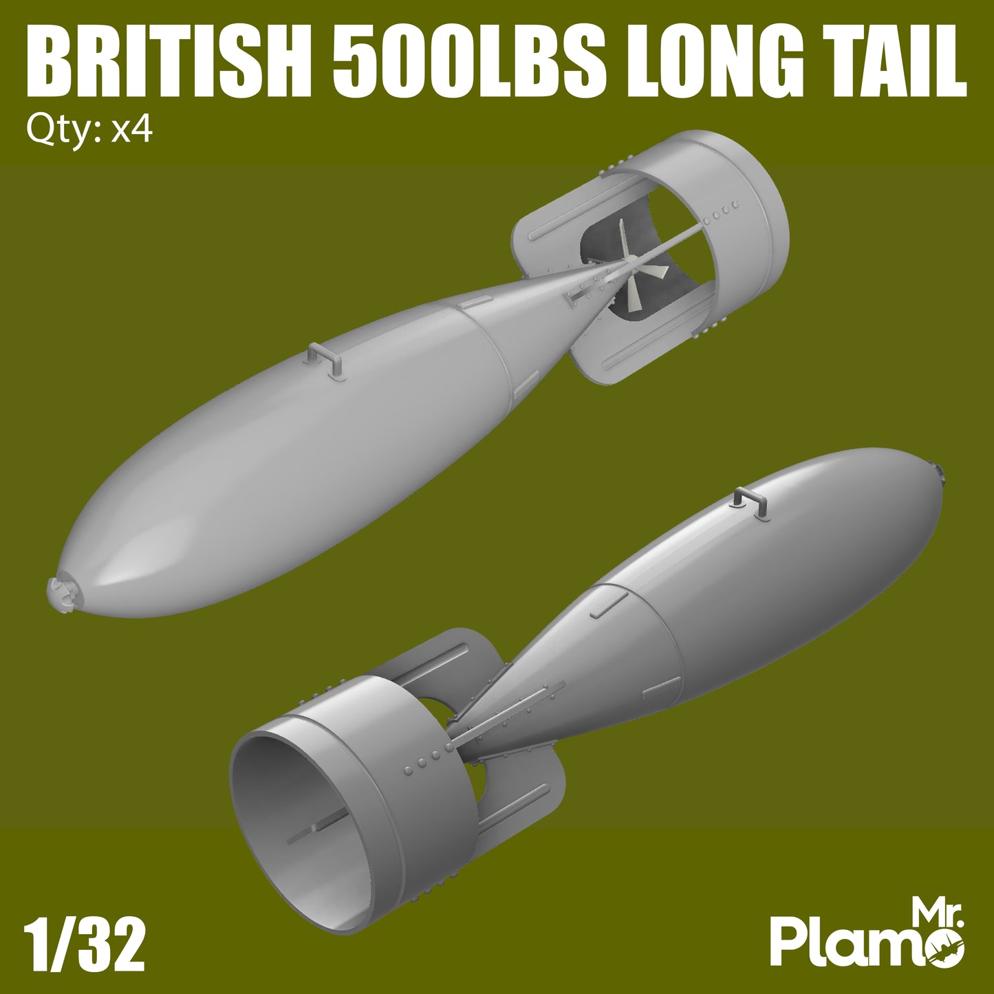 British General Purpose 500lbs "Long Tail" Bombs - 1/32 4pcs