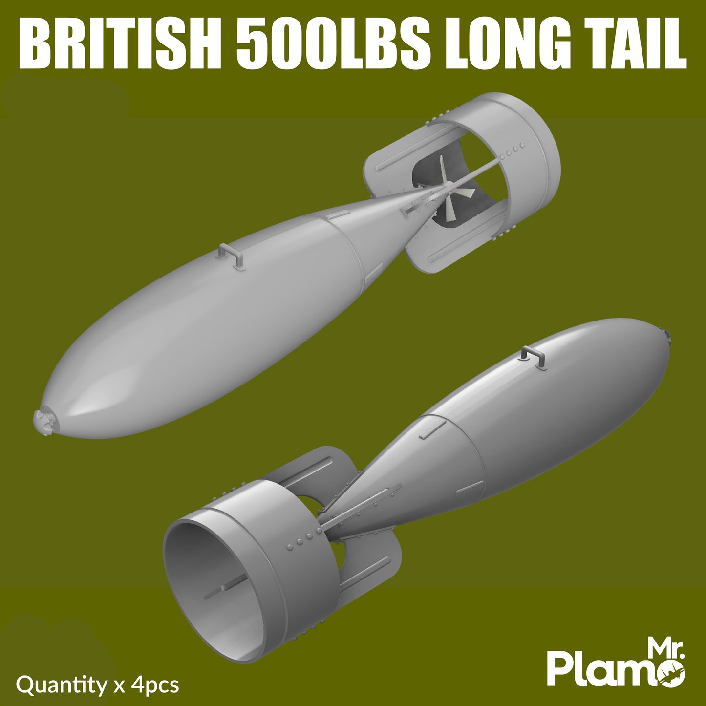 British General Purpose 500lbs "Long Tail" Bombs - 4pcs