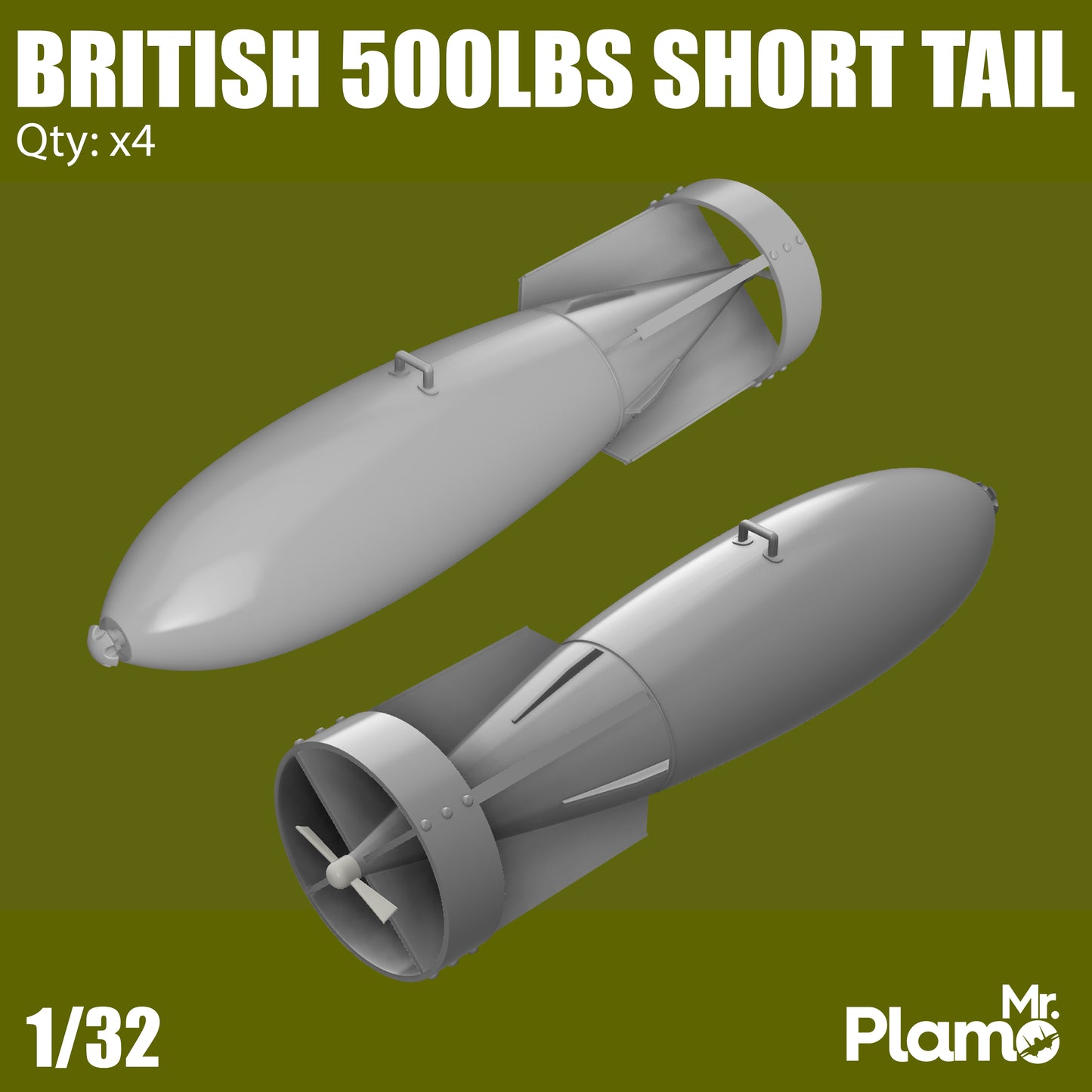 British General Purpose 500lbs "Short Tail" Bombs - 1/32 4pcs