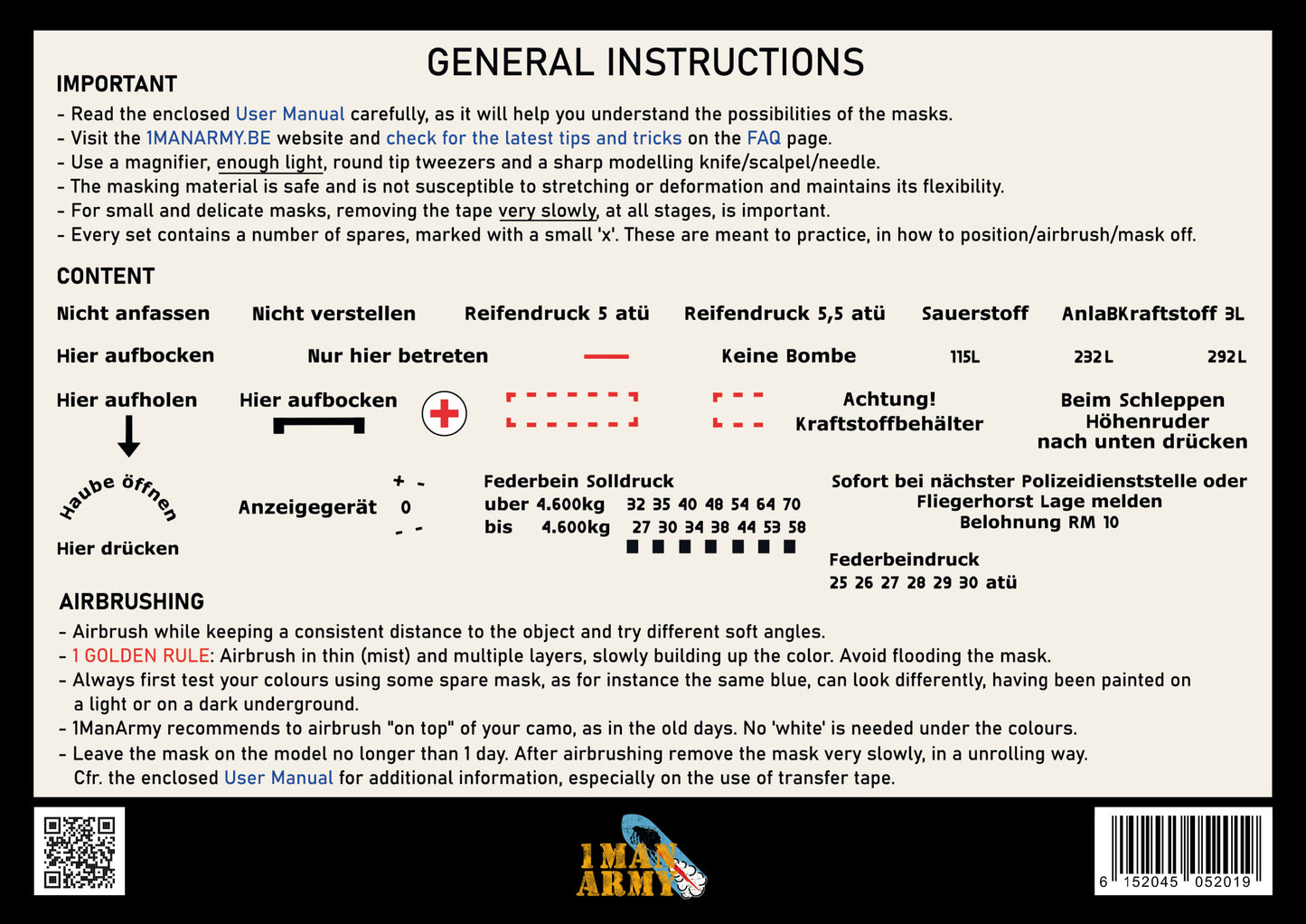 Generic Stencils Focke Wulf FW-190 A Series - 1/48 Scale